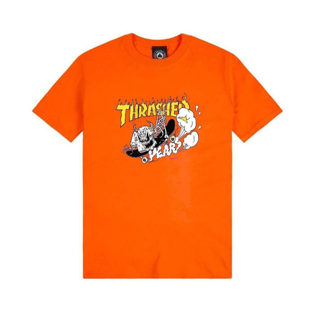 【王一博同款】Thrasher 40 YEARS NECKFACE S/S 美版40周年纪念骷髅滑板短袖T恤 男女同款