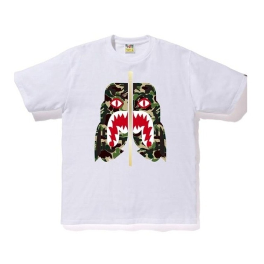 BAPE ABC CAMO 迷彩老虎头印花拉链圆领短袖T恤 男女同款