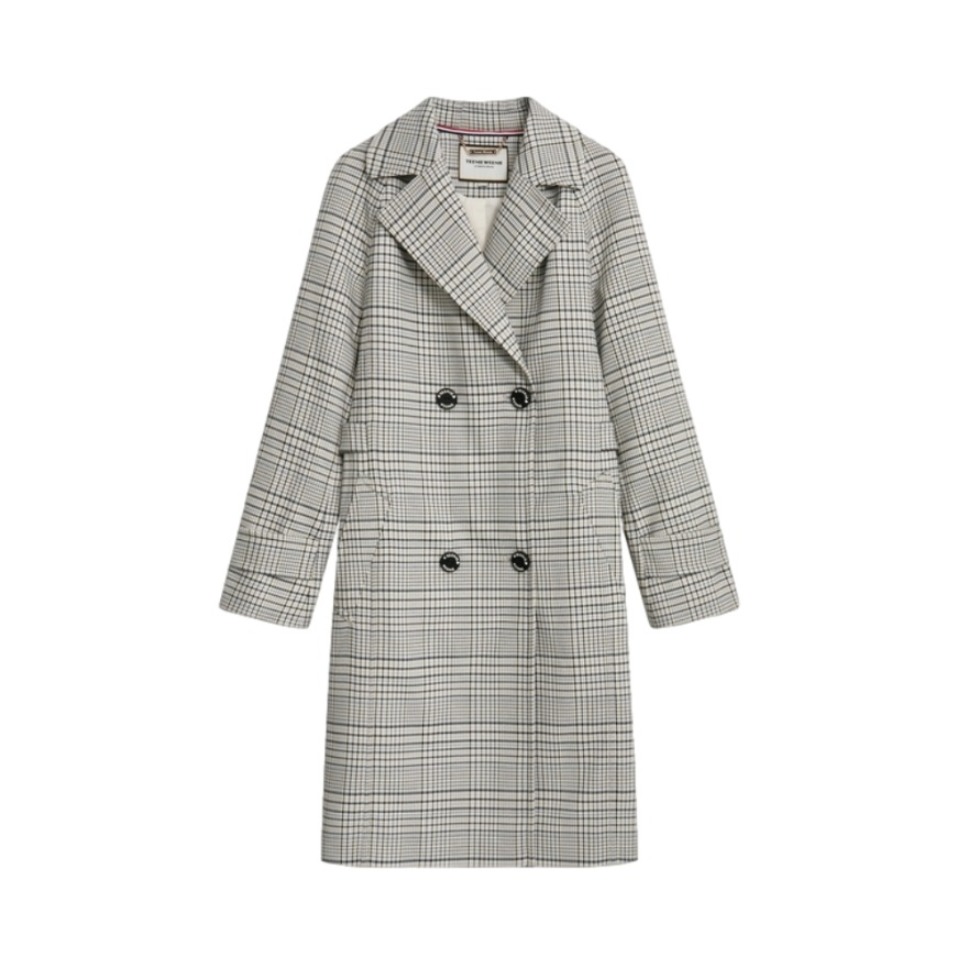 【商场同款】 TeenieWeenie 中长款格纹双排扣外套风衣 女装 TTJT211206A