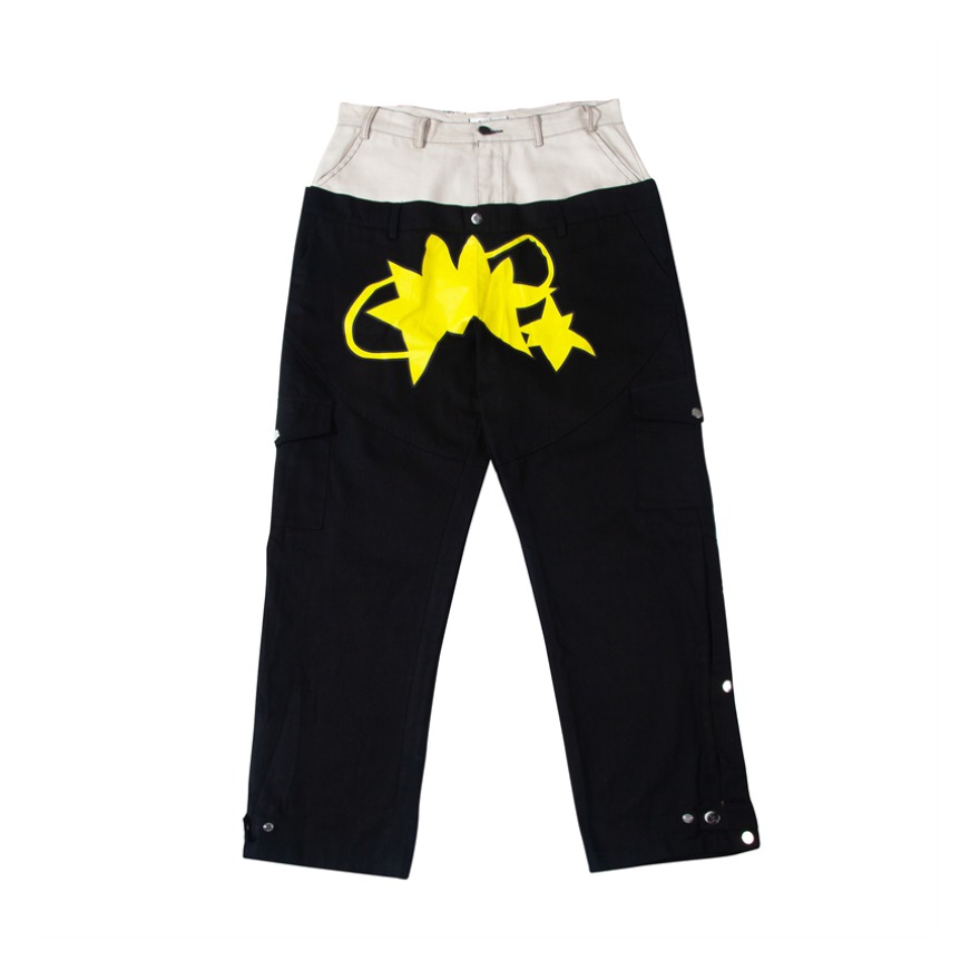 BLACKSOAG 嘻哈宽松拼接假两件休闲工装裤