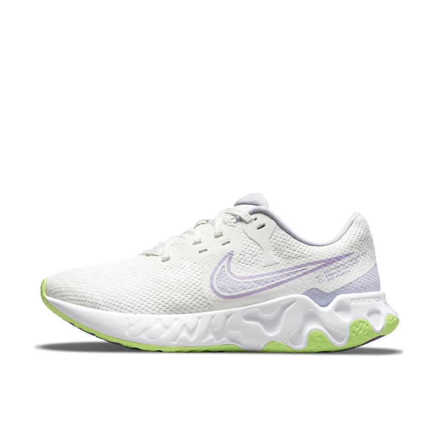 推荐商品：Nike Renew Ride 2 跑鞋 网面透气轻便缓震防滑耐磨织物复古 白色/紫色/绿色 