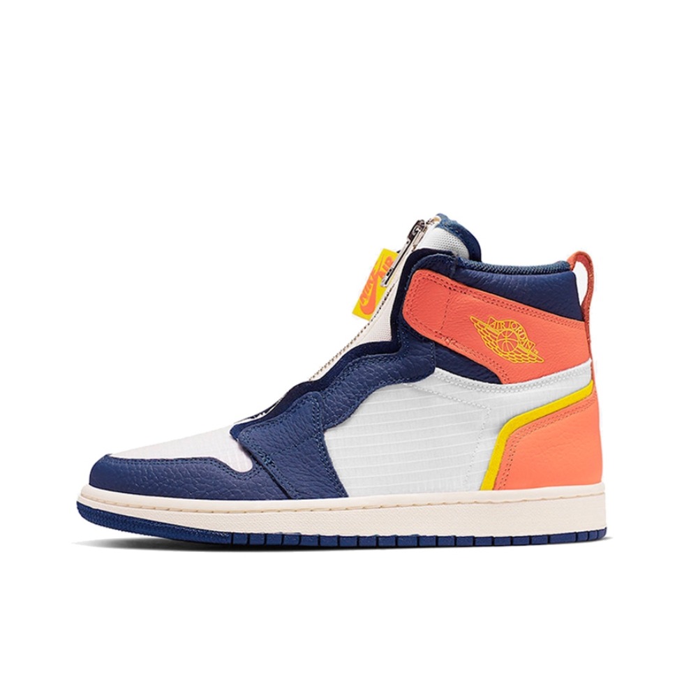 推荐商品：Air Jordan 1 板鞋 运动休闲鞋 复古潮流支撑合成革 Blue Void Citron 高帮/蓝橙拉链