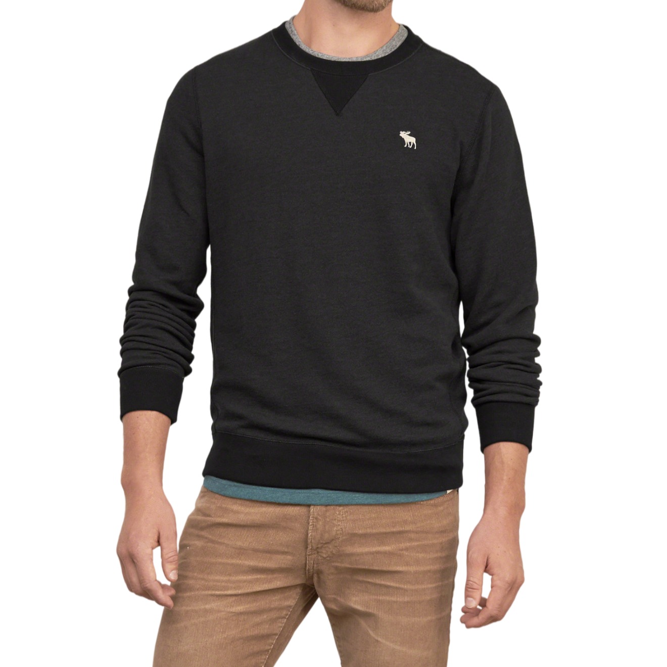 Abercrombie Fitch 做旧磨破圆领套头抓绒加厚卫衣