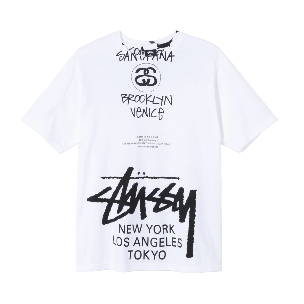 Stussy WORLD TOUR 世界巡游40周年纪念款美式落肩袖短袖T恤 男女同款