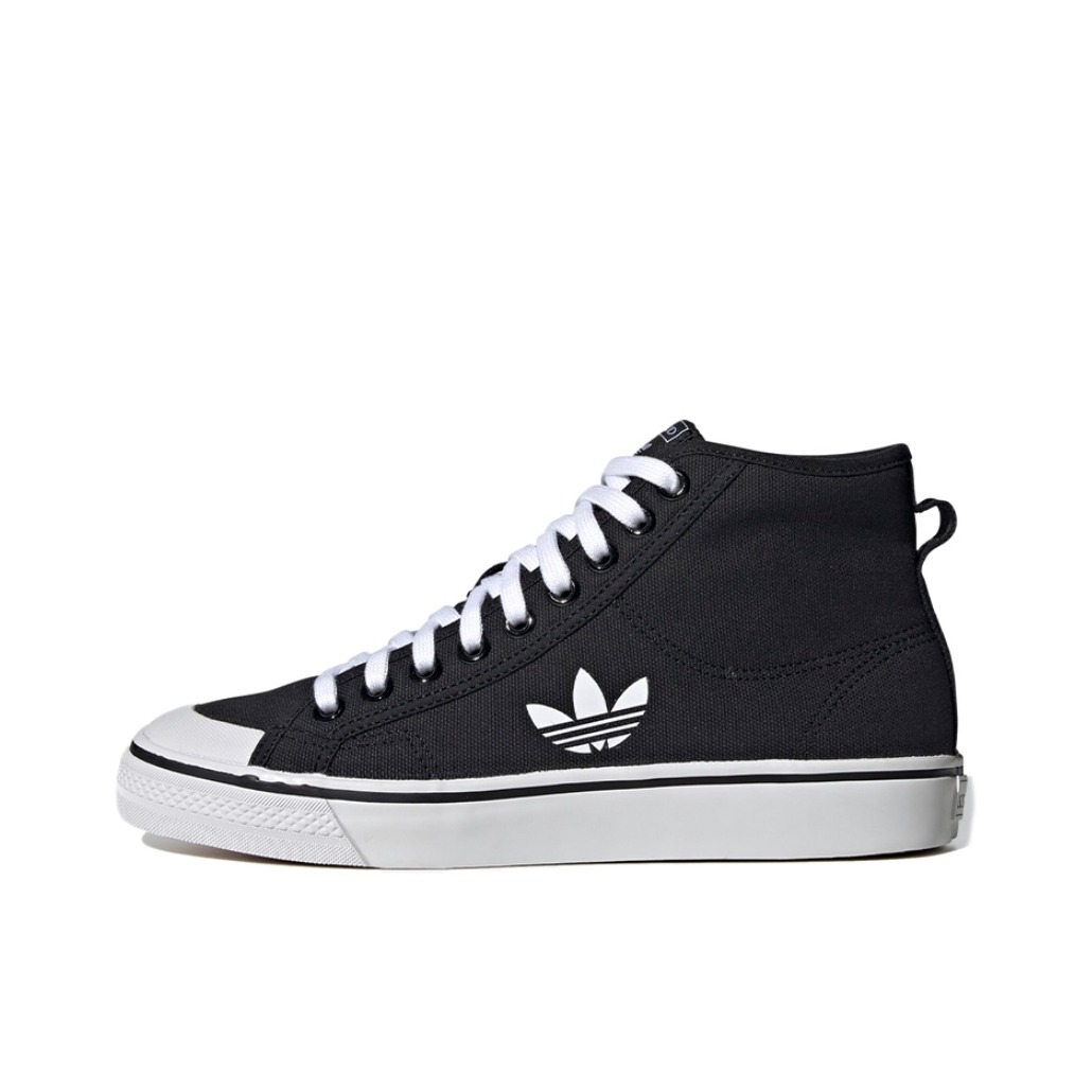 推荐商品：adidas Originals Nizza 经典复古 包裹性 轻便透气 防滑 增高 厚度 舒适 耐磨 帆布鞋 Black/White 黑白/Logo Hi