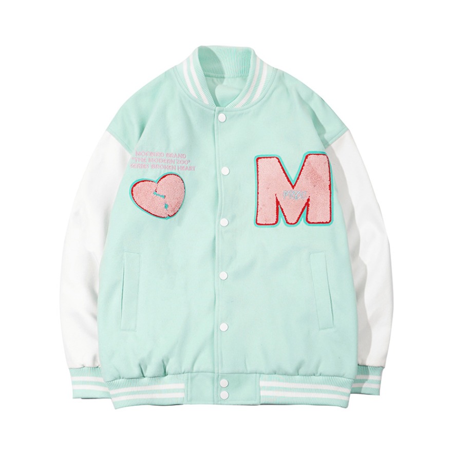 MOCBIRD/嘲笑鸟 爱心毛巾绣棒球服休闲夹克 男女同款