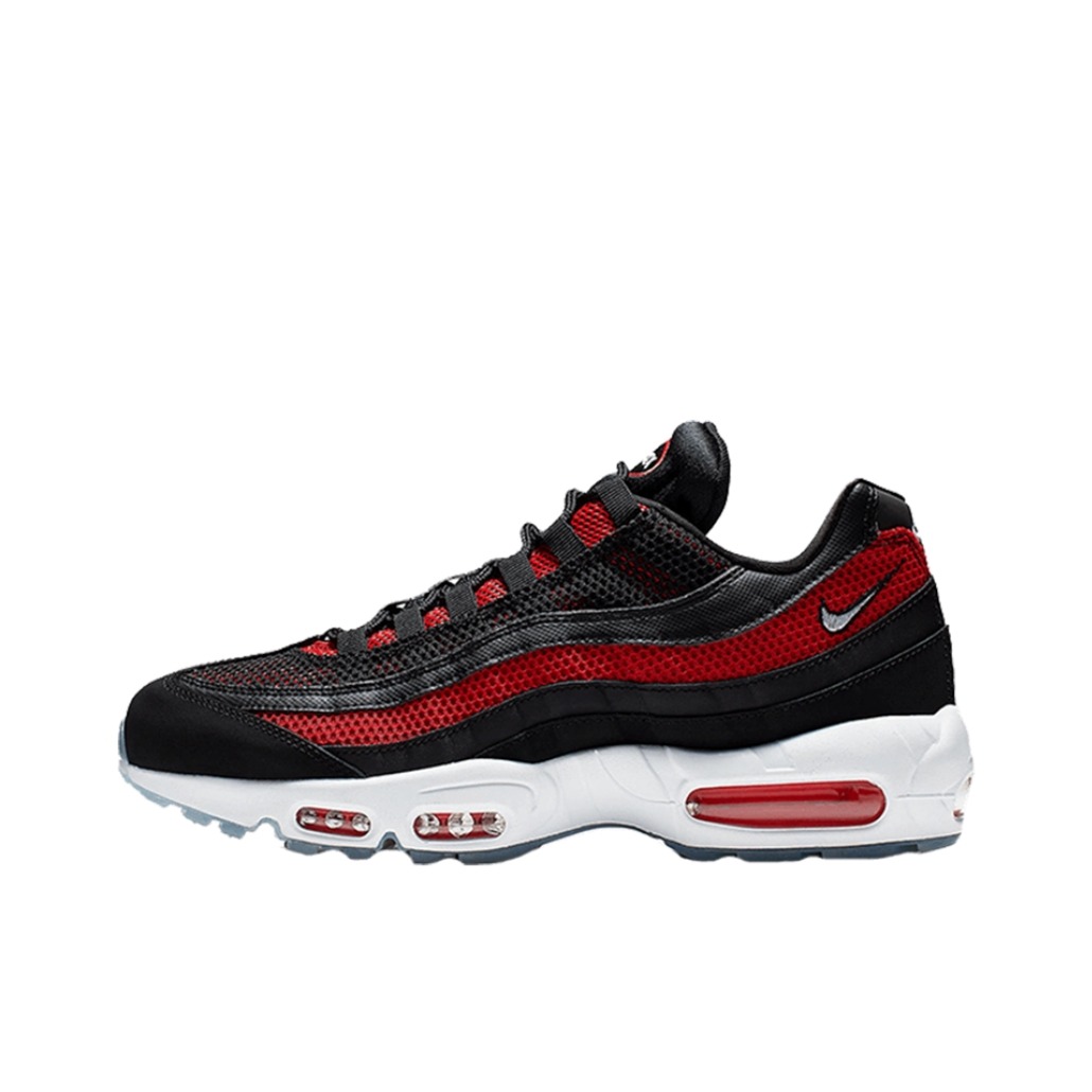推荐商品：Nike Air Max 95 跑鞋 潮流时尚复古百搭防滑耐磨舒适透气防水气垫织物支撑低帮缓震贴合耐用圆头 Bred 黑红白