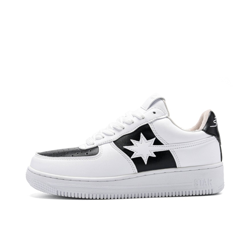推荐商品：STARWALK SOLDIER 板鞋 星星鞋 牛皮革舒适透气防滑耐磨减震潮流百搭美式复古休闲运动 白色/黑色