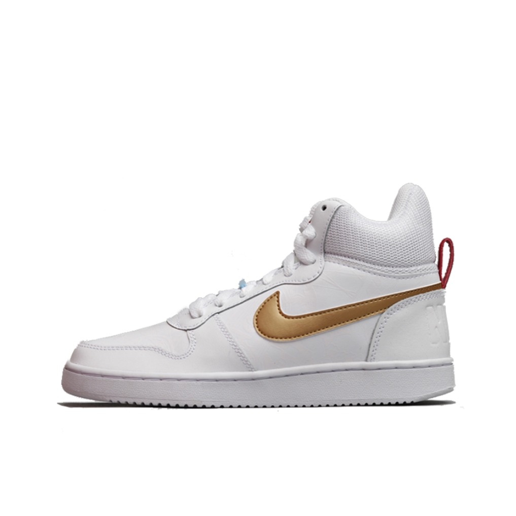 推荐商品：Nike Court Borough 板鞋 复古舒适透气防滑耐磨轻便防水耐穿 White/Gold 白金Mid