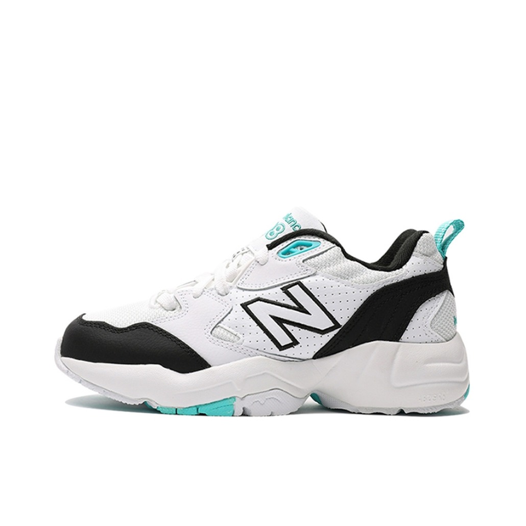推荐商品：New Balance 708 减震耐磨 潮流复古 轻便透气 厚底 织物 合成革 运动 增高鞋 White/Mint 白黑蓝