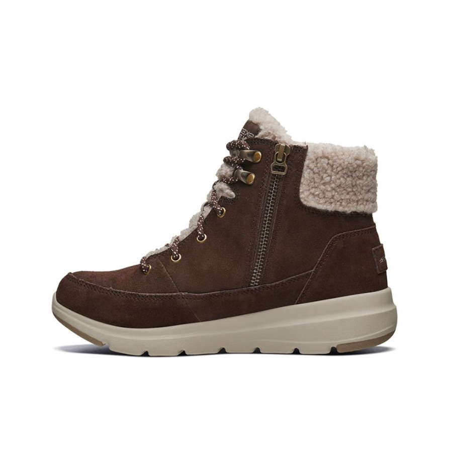 推荐商品：Skechers/斯凯奇  Glacial Ultra  防滑耐磨 舒适保暖 厚底缓震  棉鞋 徒步鞋 户外鞋 巧克力