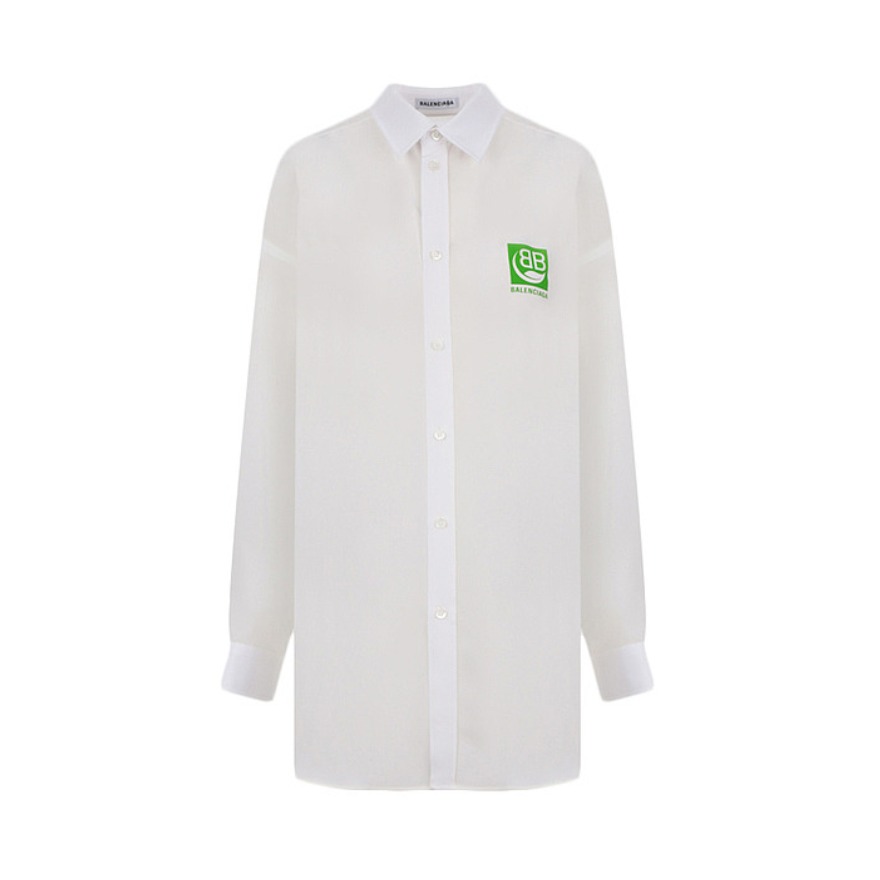 Balenciaga 巴黎世家 SS20 荧光绿字母印花白色衬衫