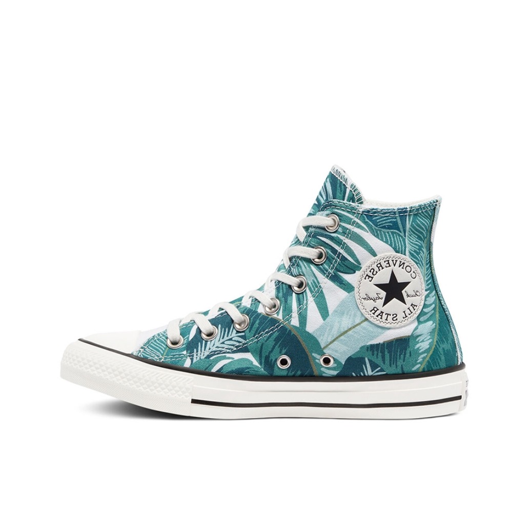 推荐商品：Converse/匡威 Chuck Taylor All Star 帆布鞋 常青款轻便防滑耐磨百搭复古圆头减震贴合高帮 丛林花卉/高帮/绿色