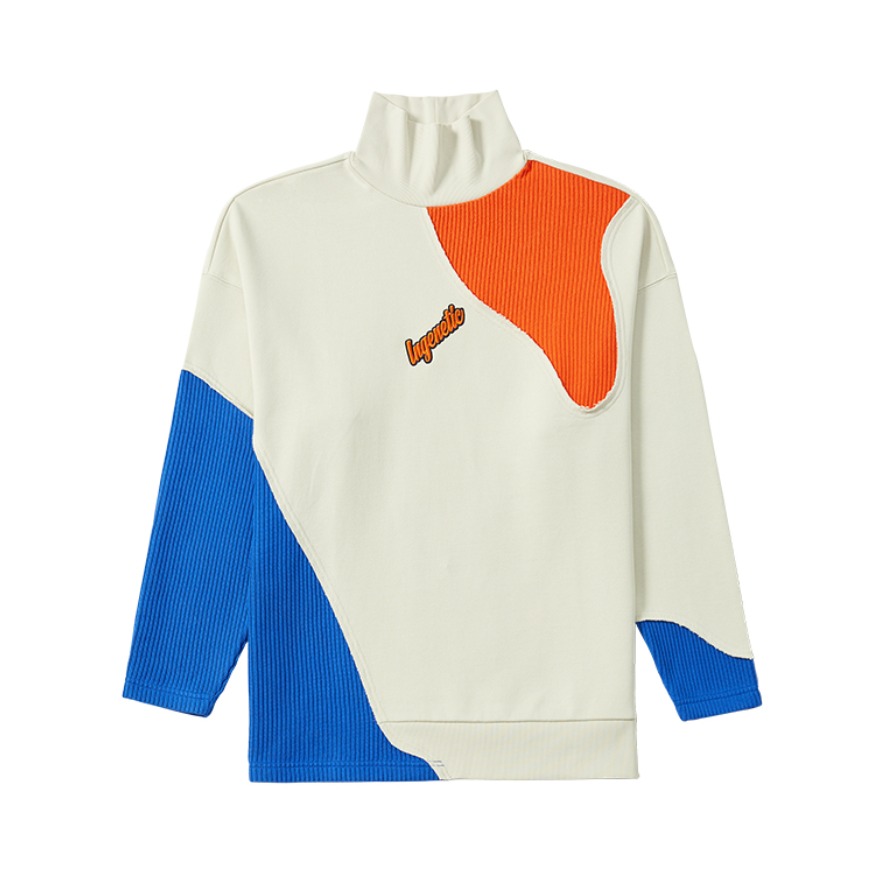 Li Ning 中国李宁联名撞色拼接套头不规则无帽卫衣 男女同款 LWDR021