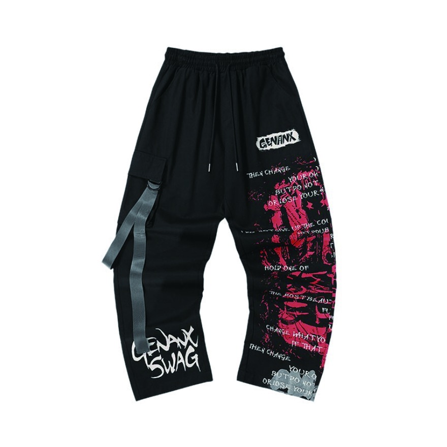 Genanx 趣味涂鸦工装口袋纯棉直筒休闲长裤 男女同款 LP620