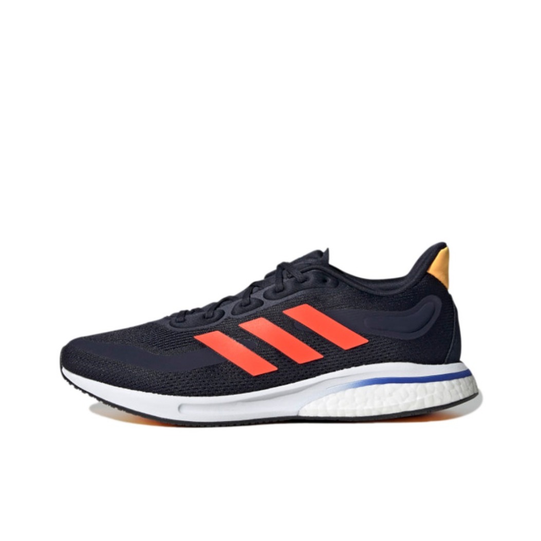 推荐商品：adidas Supernova 跑鞋 网面透气防滑耐磨舒适轻便减震复古百搭织物慢跑 深蓝色/红色