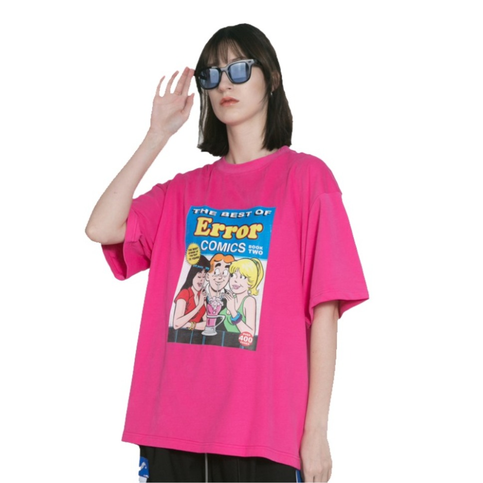 OBSERVER LAB COMMON ERROR趣味美式复古漫画卡通印花宽松短袖T恤
