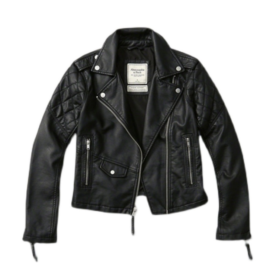 Abercrombie Fitch 修身机车翻领皮夹克