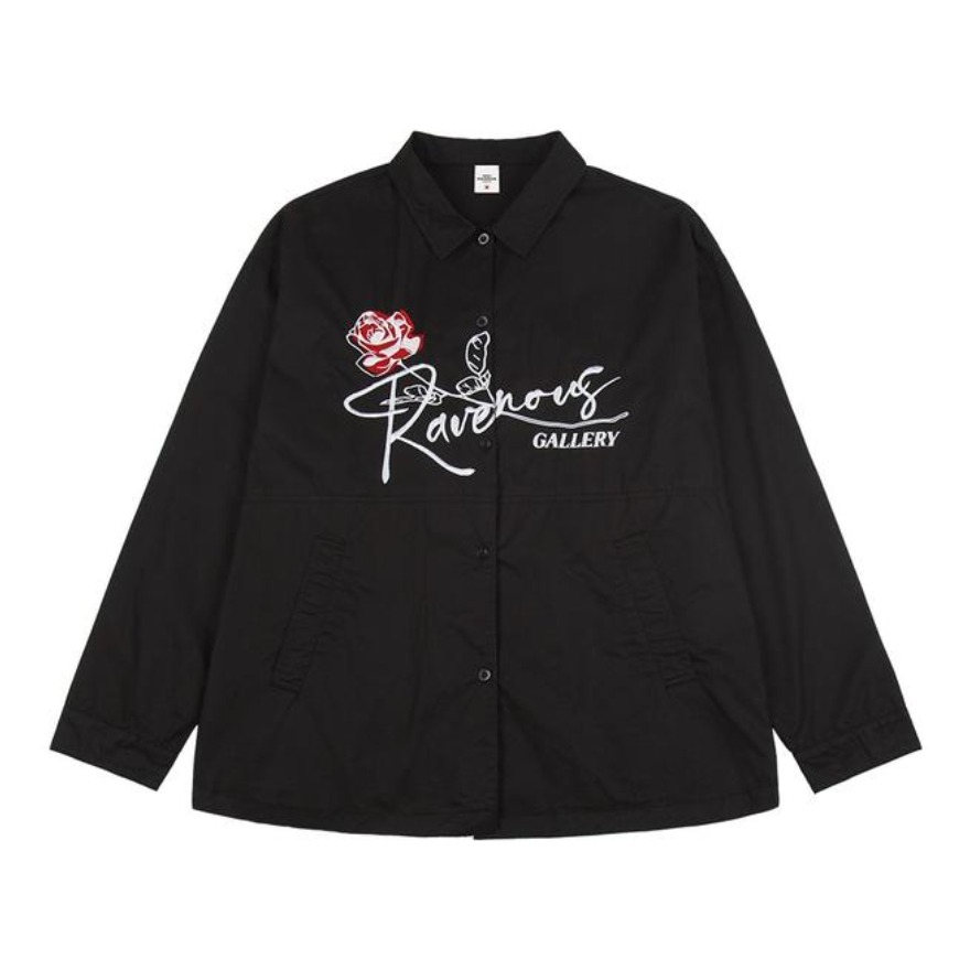 Ravenous 玫瑰字母刺绣长袖衬衫 男女同款 RVOS2134002