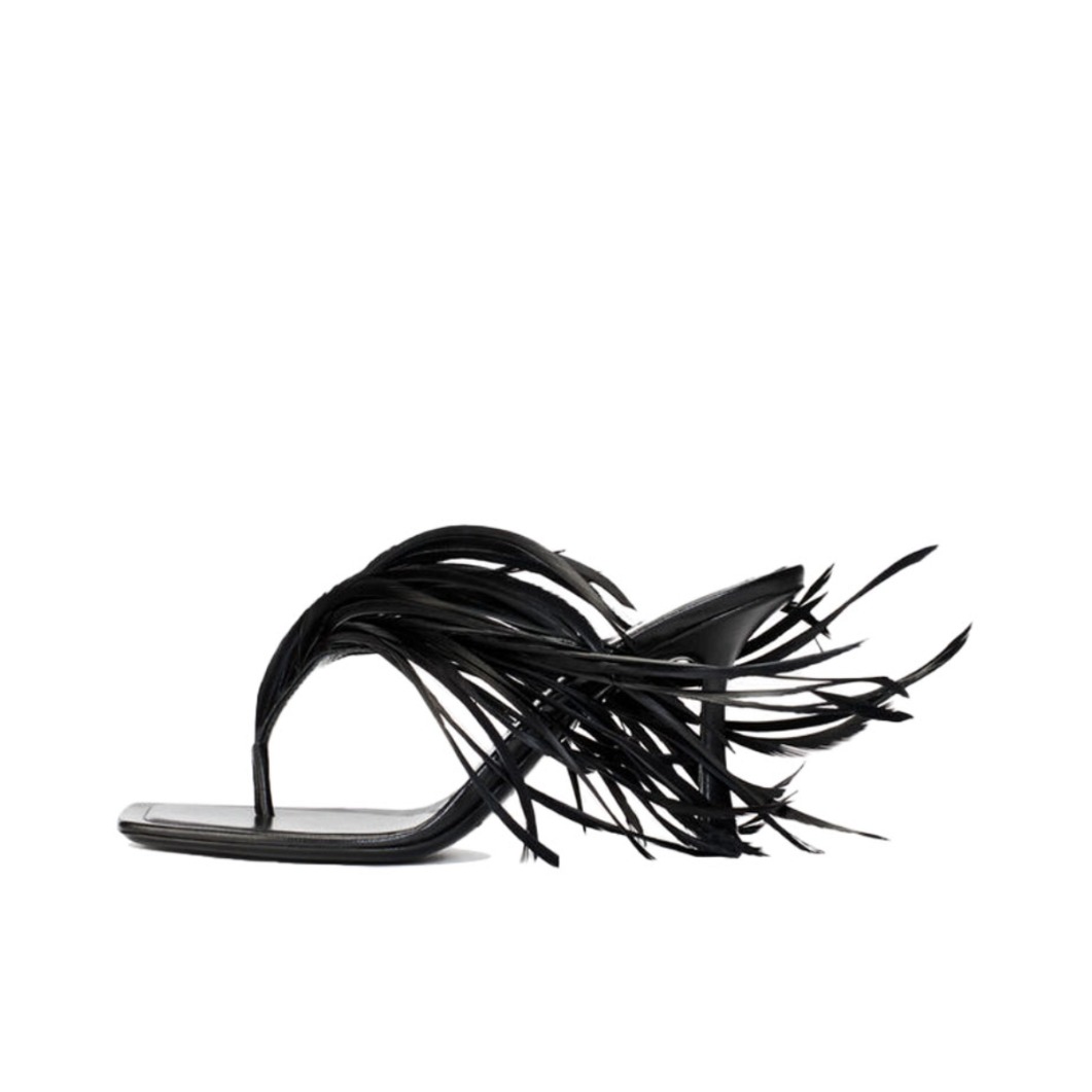 Alexander Wang ivy 牛皮羽毛高跟鞋