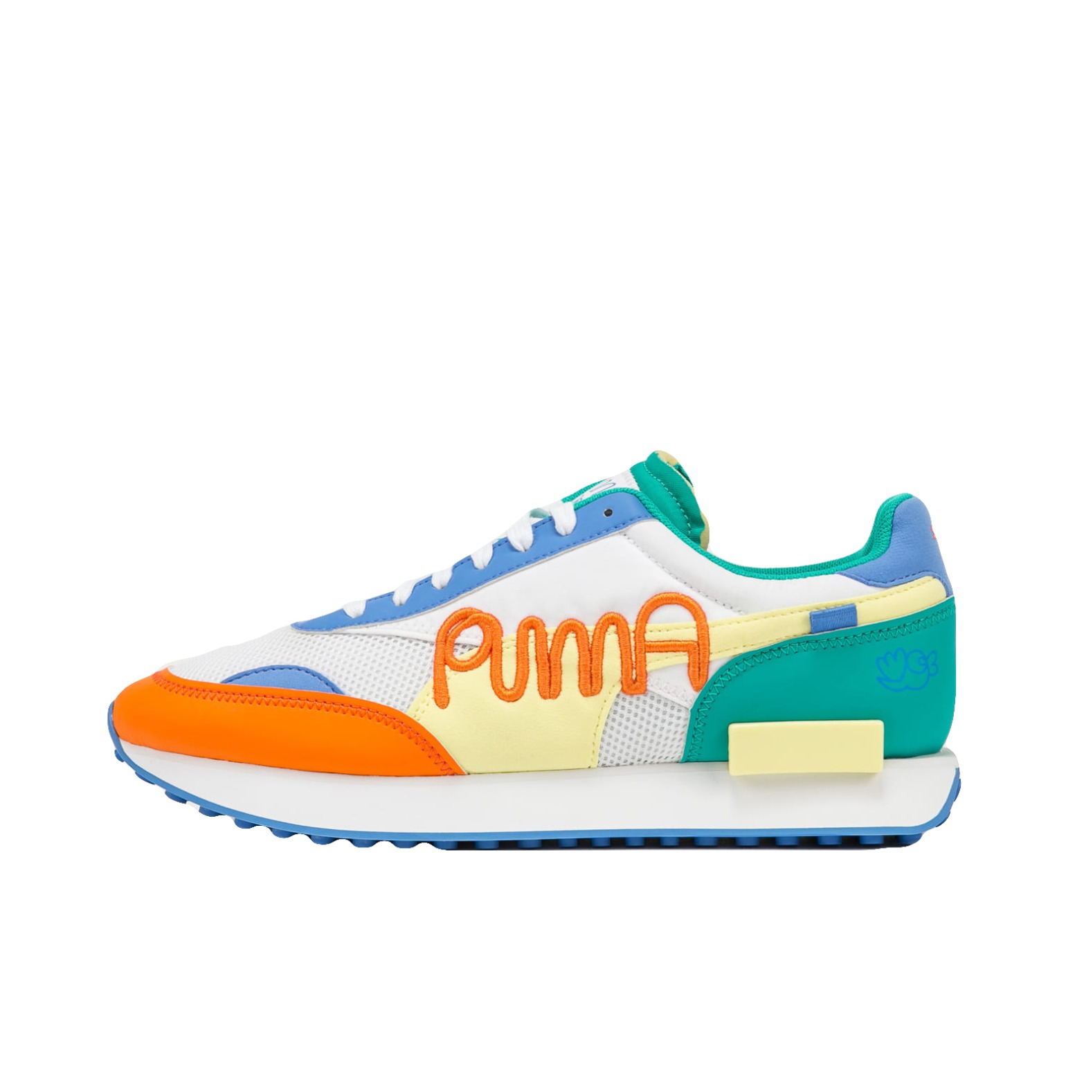 推荐商品：【赵继伟同款】Puma/彪马 Future Rider 复古 舒适百搭 透气 防滑耐磨 缓震 情侣 运动 跑鞋 MR DOODLE联名/淡黄/深蓝