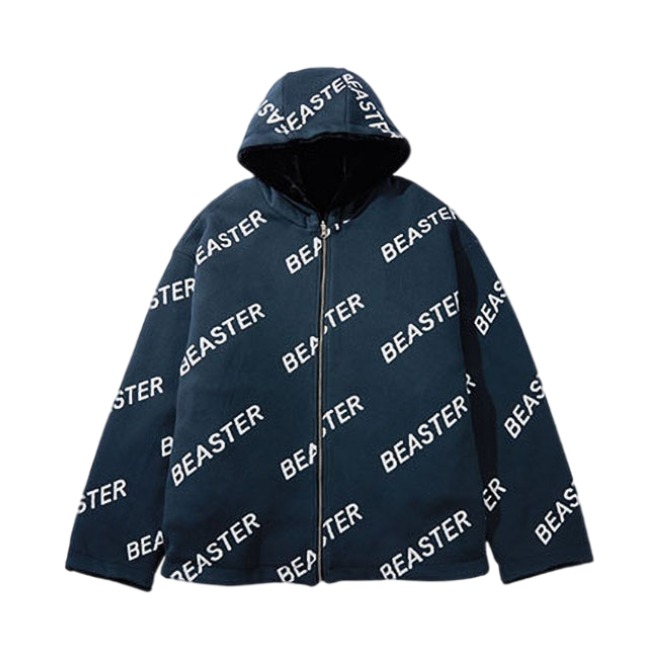 【李紫婷同款】Beaster 2024AW 鬼脸字母满印正反两面穿仿兔绒防风保暖仿羊羔绒夹克 男女同款 B0461249