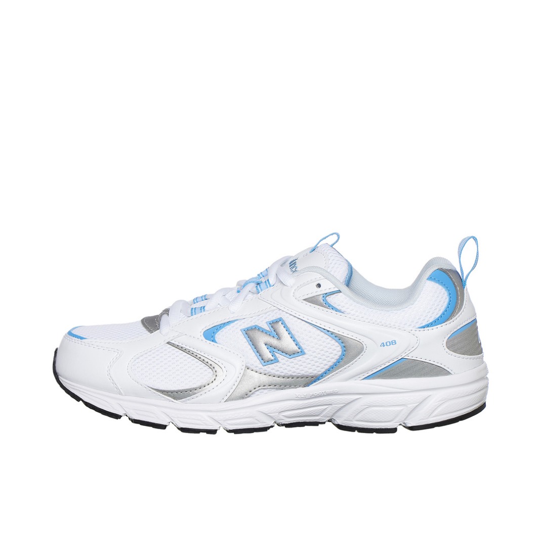 推荐商品：New Balance 408 织物 透气耐磨 防滑增高 舒适网面 时尚复古 潮流 运动休闲鞋 白色/浅蓝