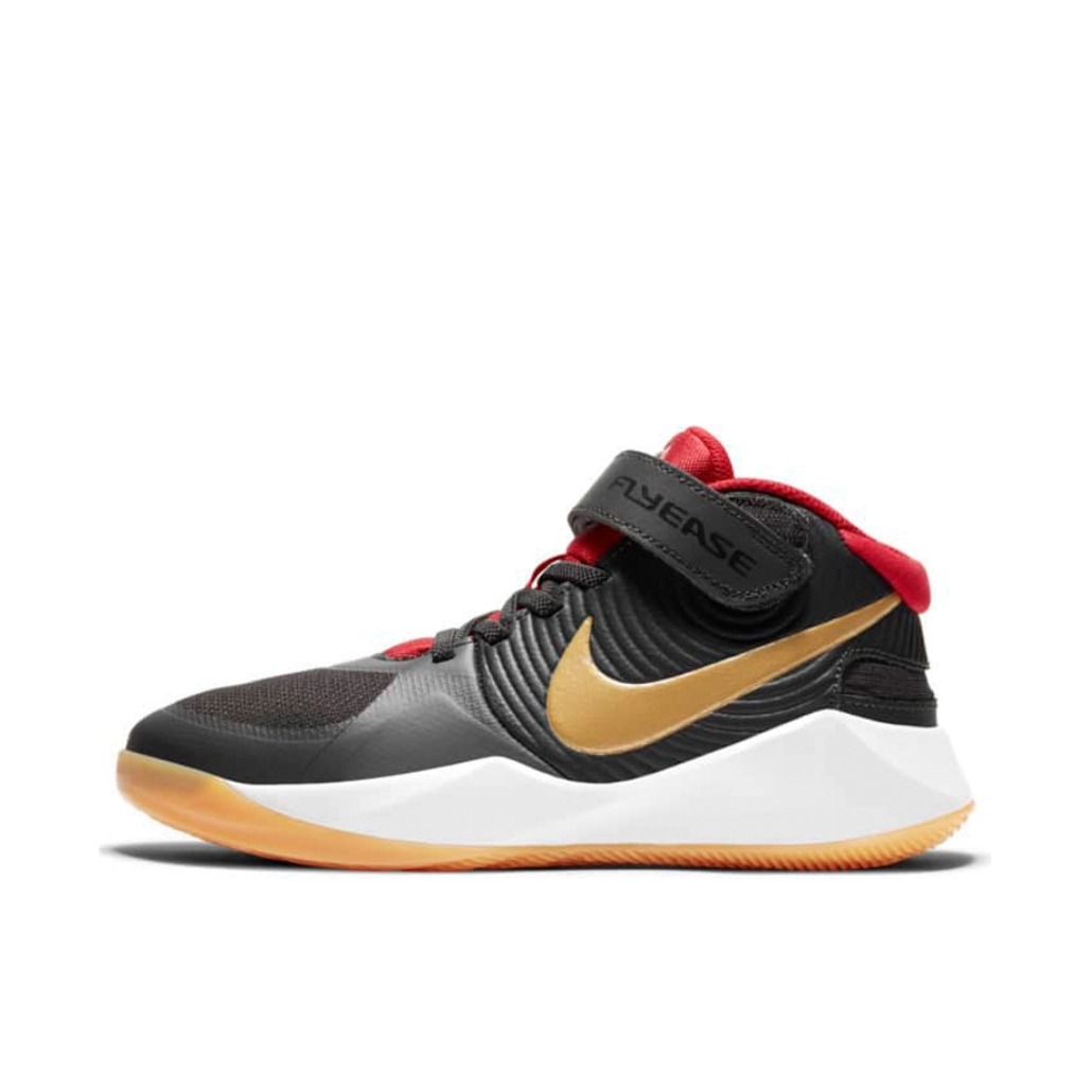 推荐商品：Nike Team Hustle D 9 防滑 耐磨 实战 魔术贴 运动 织物 合成革 篮球鞋 GS/灰色/金属金/红色