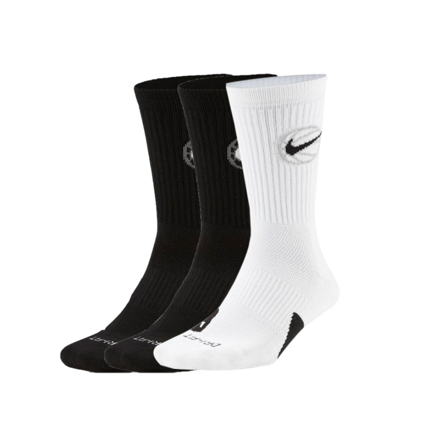 Nike/耐克 柔软舒适吸汗透气长筒袜 DA2123 2黑1白 3双
