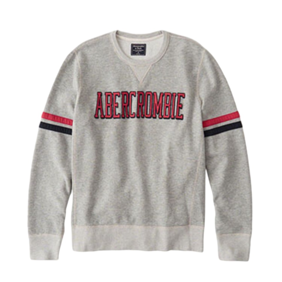 Abercrombie Fitch 圆领运动加绒做旧套头卫衣 男女同款