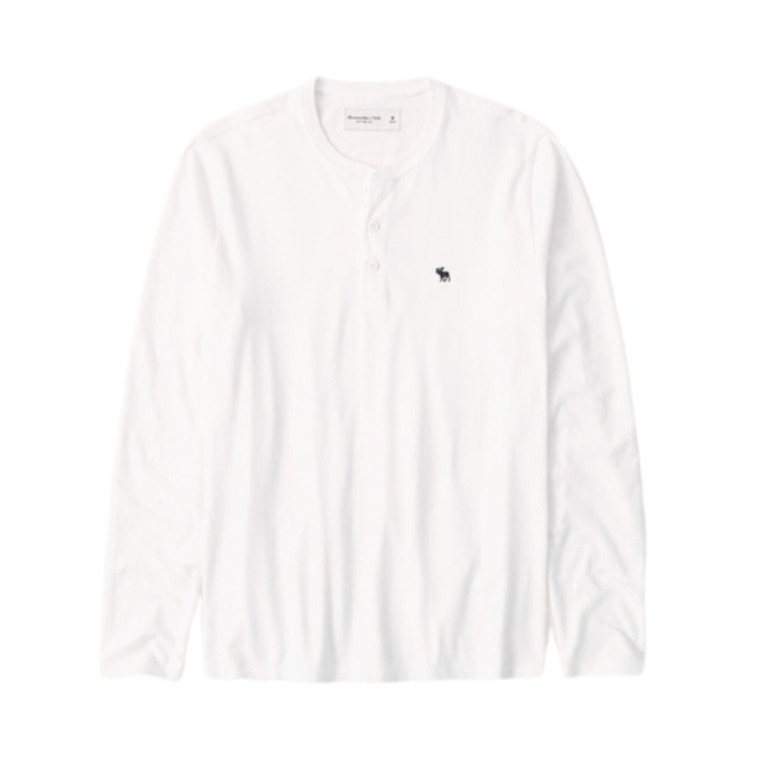 Abercrombie Fitch 修身亨利领长袖纯棉打底T恤