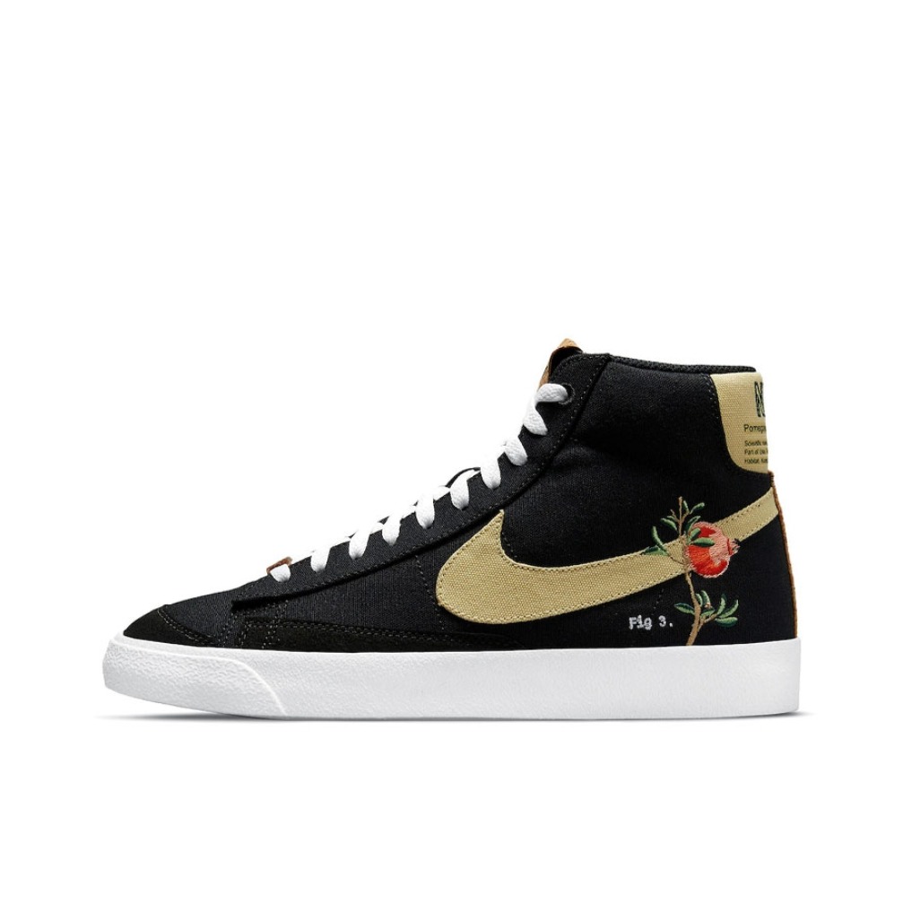推荐商品：Nike Blazer 板鞋 经典复古防滑舒适百搭 Pomegranate 中帮/石榴刺绣/黑色/白色