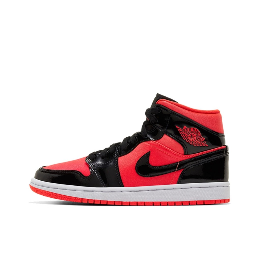 Air Jordan 1 板鞋 运动休闲鞋 复古潮流支撑合成革 中帮/黑红/漆皮