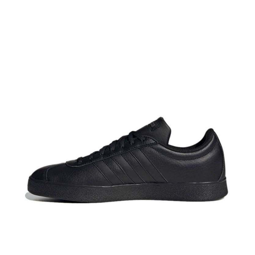 推荐商品：adidas VL Court 2.0 T头鞋 德训鞋 板鞋 百搭轻便复古防滑耐磨轻运动合成革圆头平跟 纯黑色