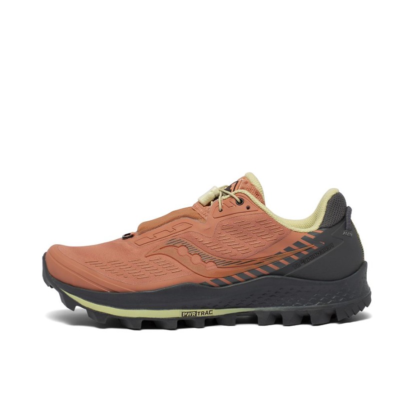 推荐商品：Saucony/索康尼 Peregrine 游隼 11 防滑耐磨 减震 轻便 越野 跑鞋 砖红/灰色