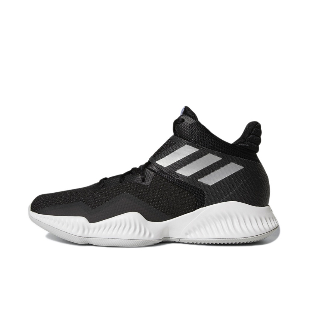 推荐商品：adidas Explosive Bounce 2018 团队款 篮球鞋 防滑透气实战缓震耐磨 Core Black Silver Metallic/Light Solid Grey 黑白