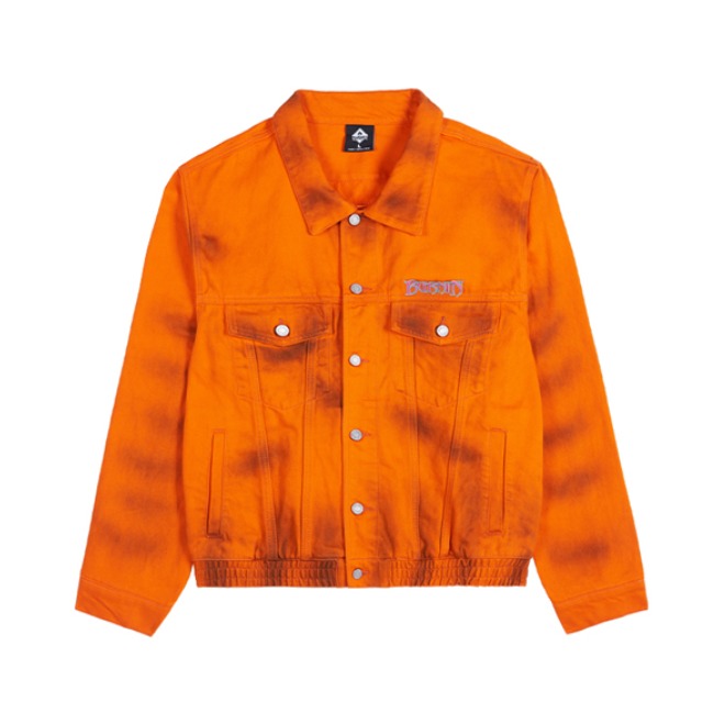 BURNIN X FLAME 联名霹雳火喷墨洗水做旧牛仔夹克 男女同款