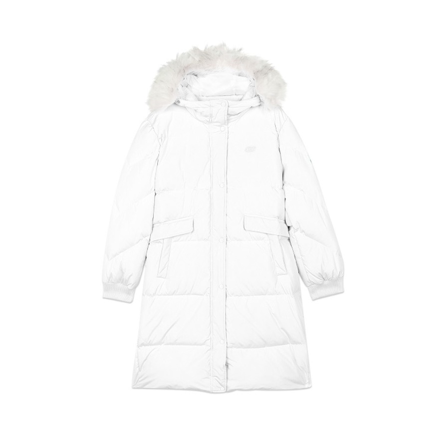 Skechers 加厚保暖防风中长款连帽羽绒服 L420W023