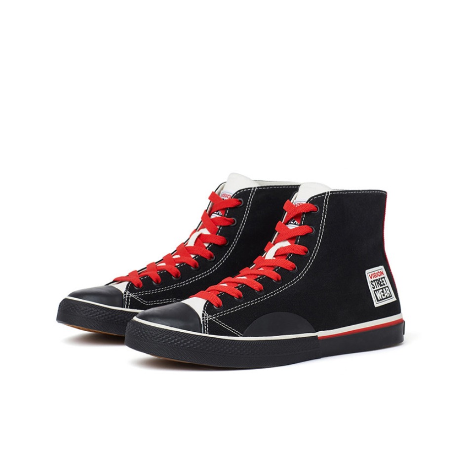 推荐商品：Vision Streetop Wear 80's Canvas Hi Retro 防滑耐磨 轻便舒适 潮流休闲 元年复刻 帆布鞋 高帮/黑色/红色