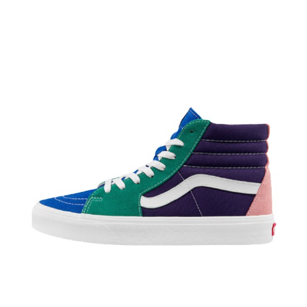 推荐商品：Vans/范斯 SK8-Hi 板鞋 潮流经典拼接复古街头厚底 蓝色/粉色/绿色