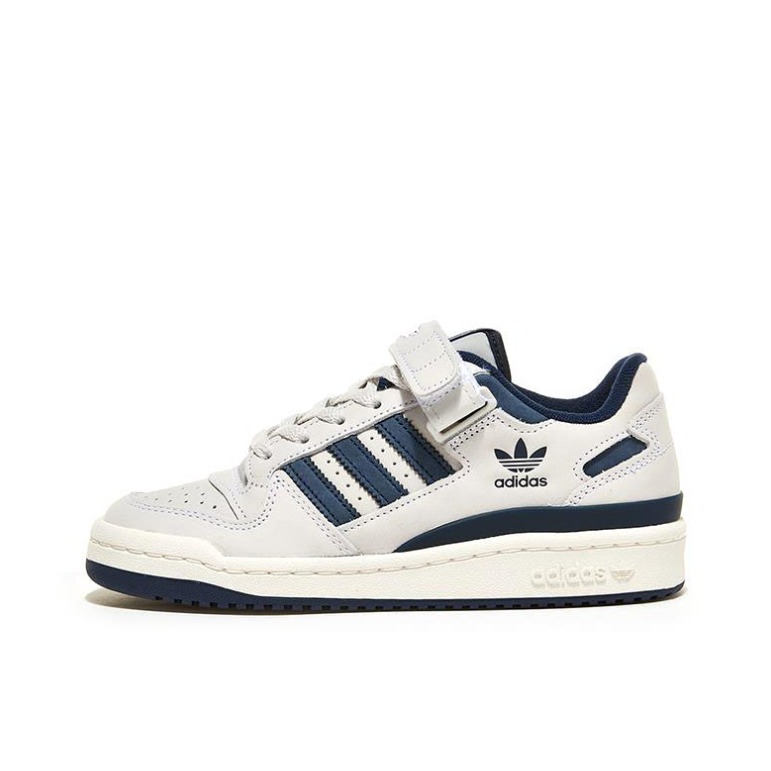 adidas Originals Forum 板鞋 轻便复古防滑时尚魔术贴篮球风薄底包裹性 米灰/藏深蓝