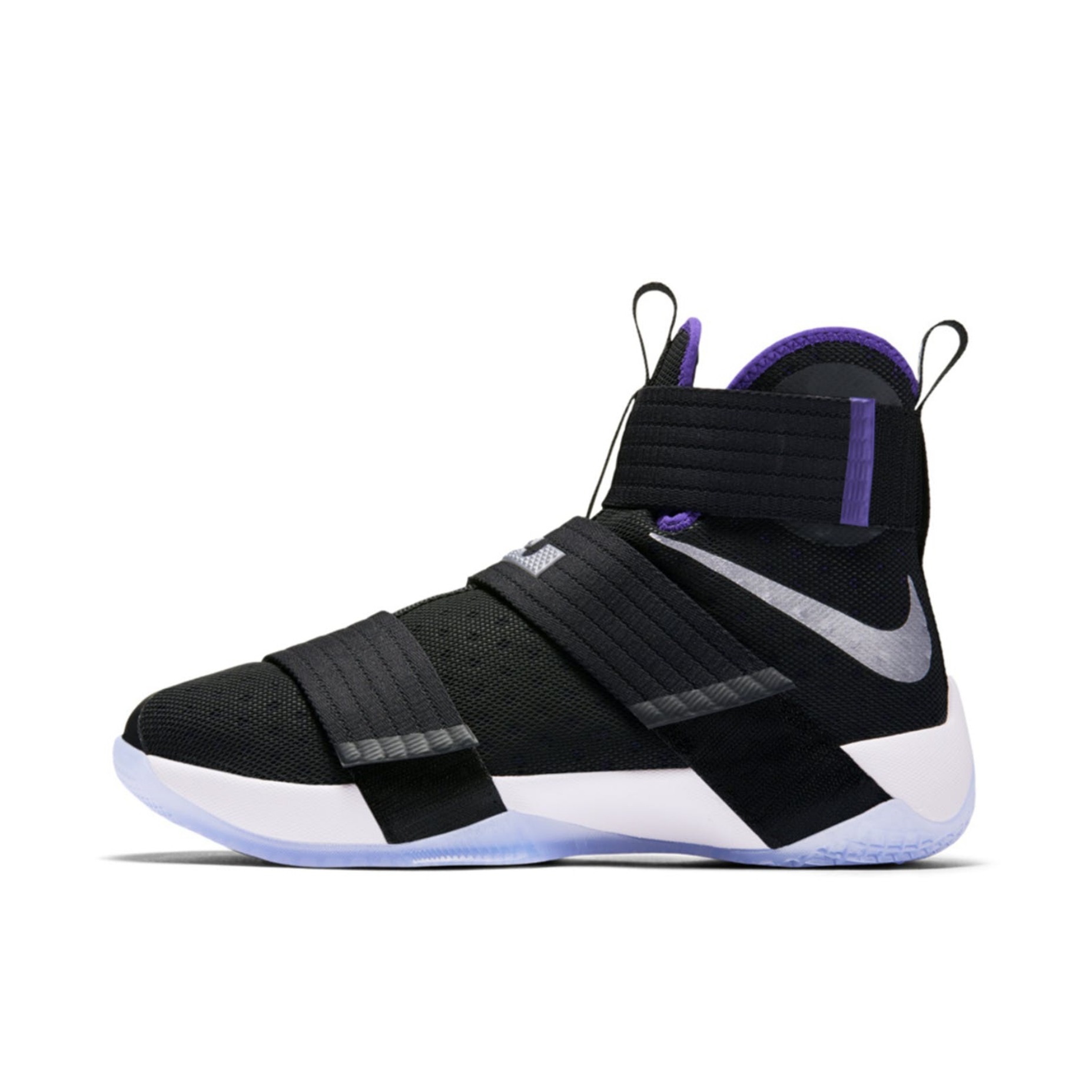 推荐商品：Nike LeBron Soldier 10 魔术贴 减震回弹 防滑耐磨 舒适轻便 包裹性 圆头 实战 篮球鞋 Court Purple 黑/紫