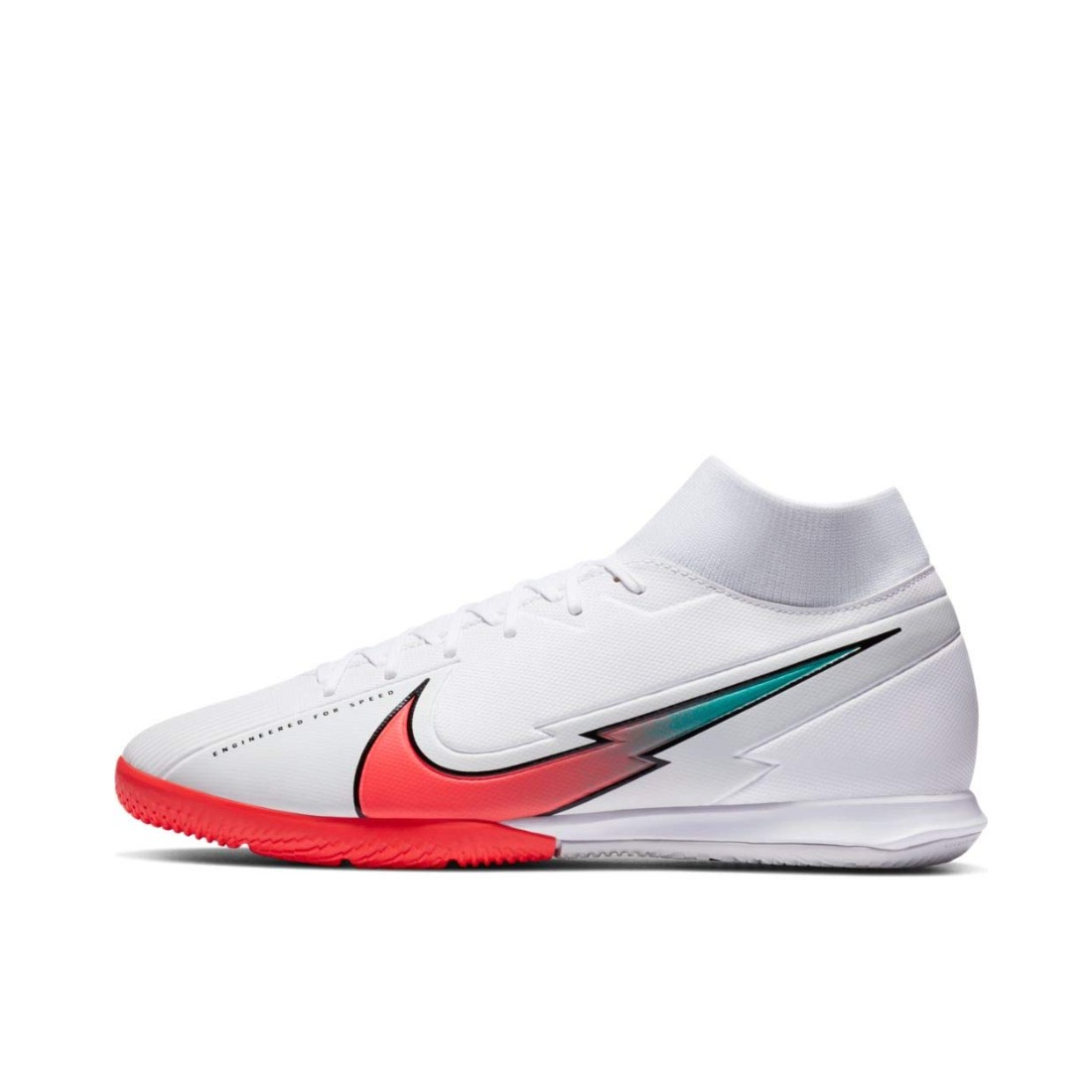 推荐商品：Nike Mercurial Superfly VII Academy IC 中端 平底 室内 防滑耐磨 足球鞋 白色/红色