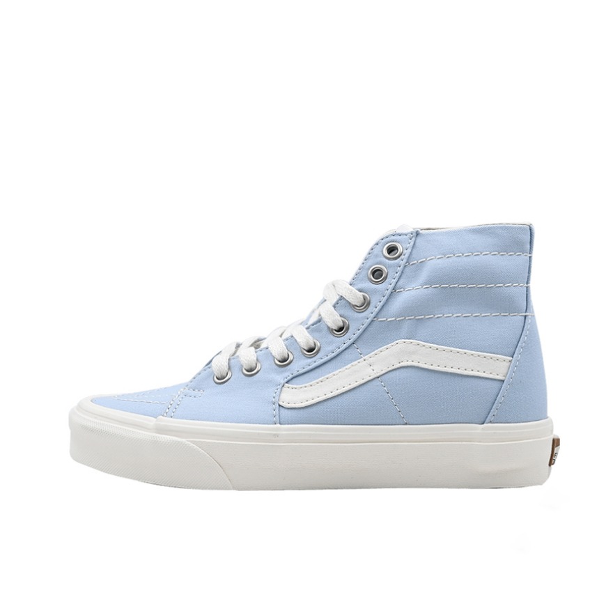 推荐商品：Vans/范斯 SK8-Hi 板鞋 潮流经典拼接复古街头厚底 蓝色/白底