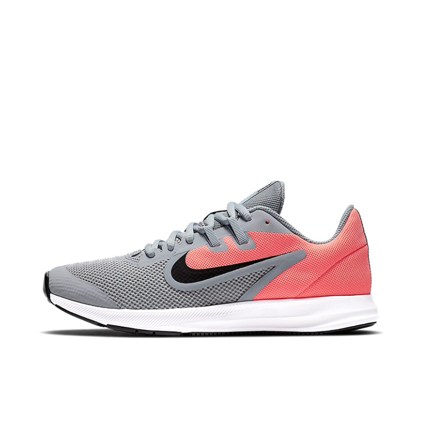 推荐商品：Nike Downshifter 9 跑鞋 缓震耐磨轻便透气织物休闲运动 灰色/粉色