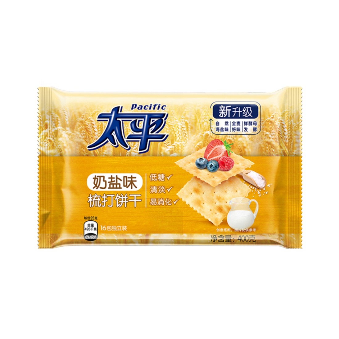 推荐商品：Pacific/太平 梳打饼干 奶盐味 400g 袋装