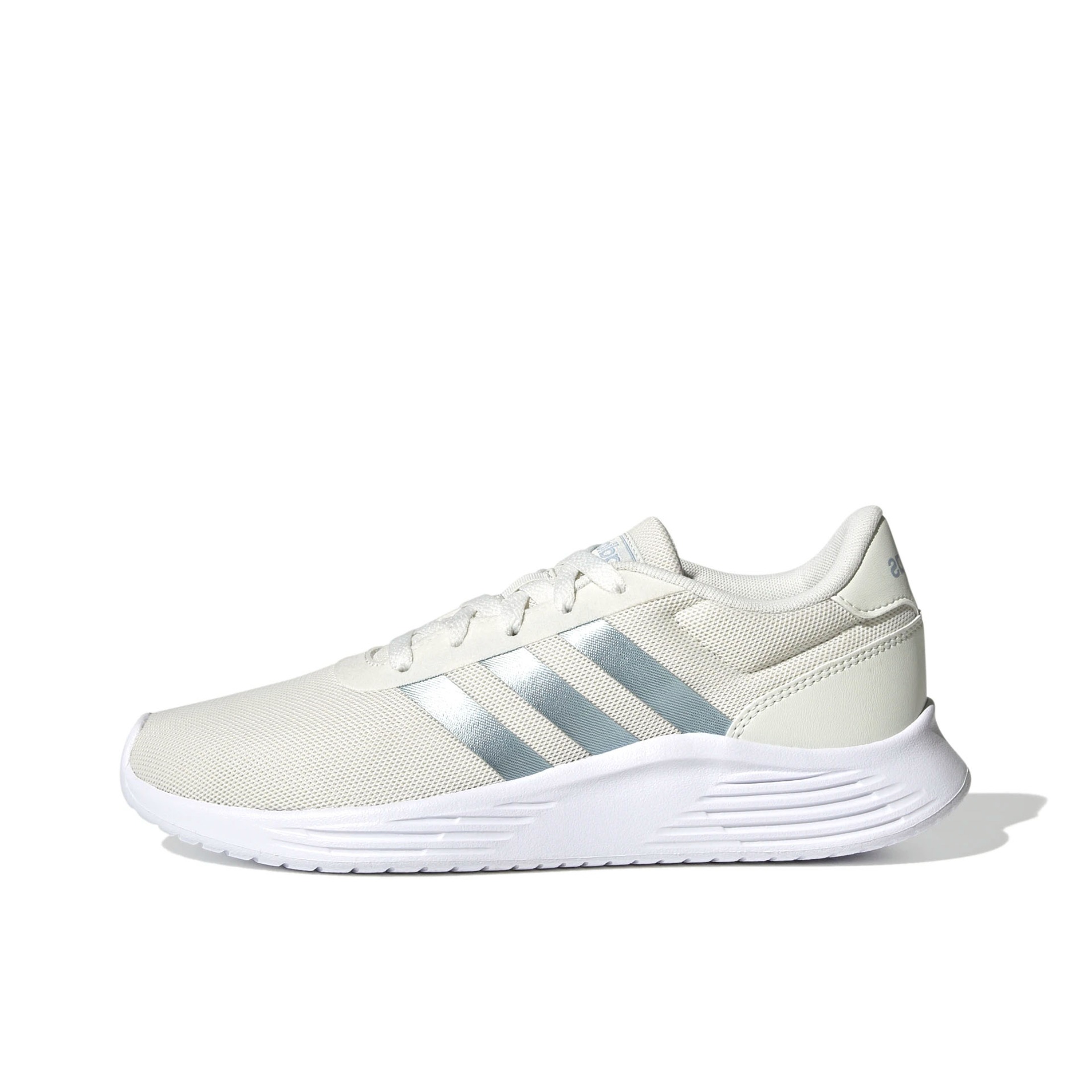 推荐商品：adidas Lite Racer 2.0 跑鞋 防滑耐磨网面透气轻便轻运动缓震织物圆头 乳白/灰银色