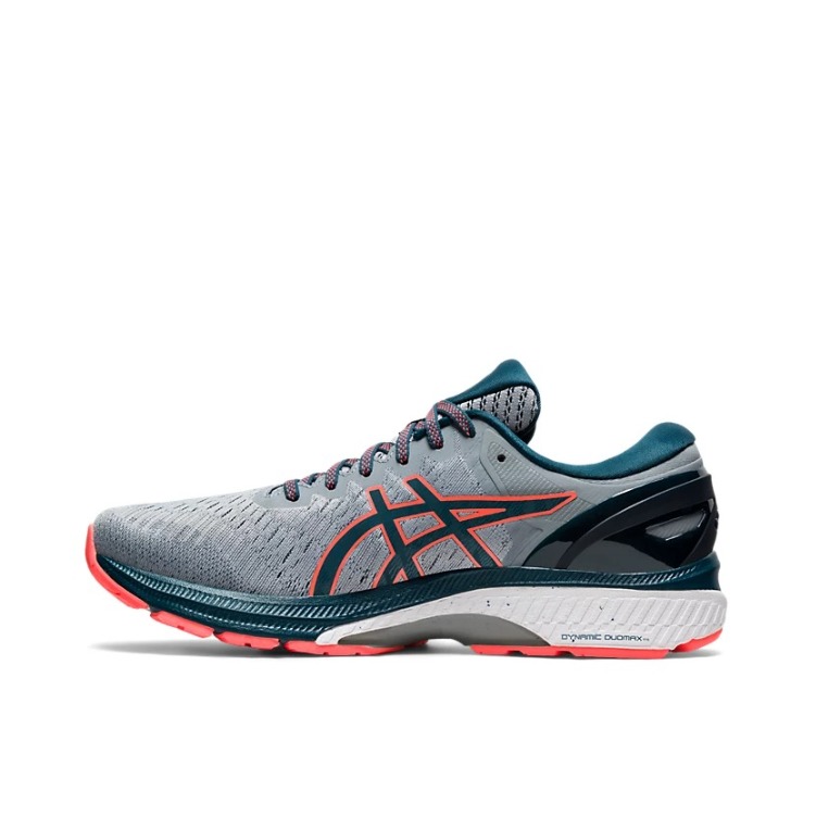 推荐商品：Asics/亚瑟士 Gel-Kayano 27 跑鞋 碳板稳定支撑防滑耐磨缓震回弹网面透气复古马拉松织物圆头 2E/灰色/绿色