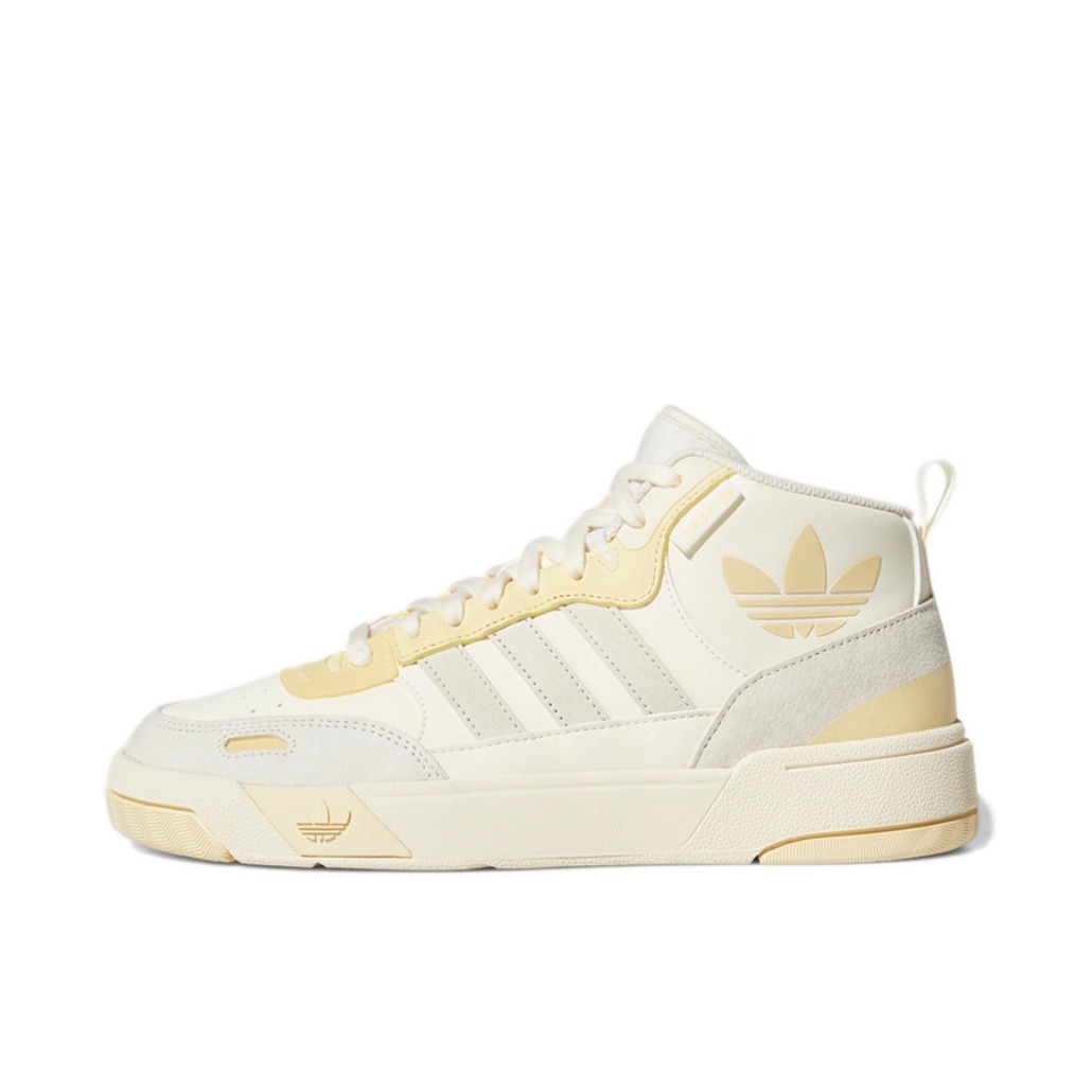 推荐商品：adidas Originals Post Up 板鞋 复古休闲防滑耐磨轻便篮球风圆头 白色/黄色