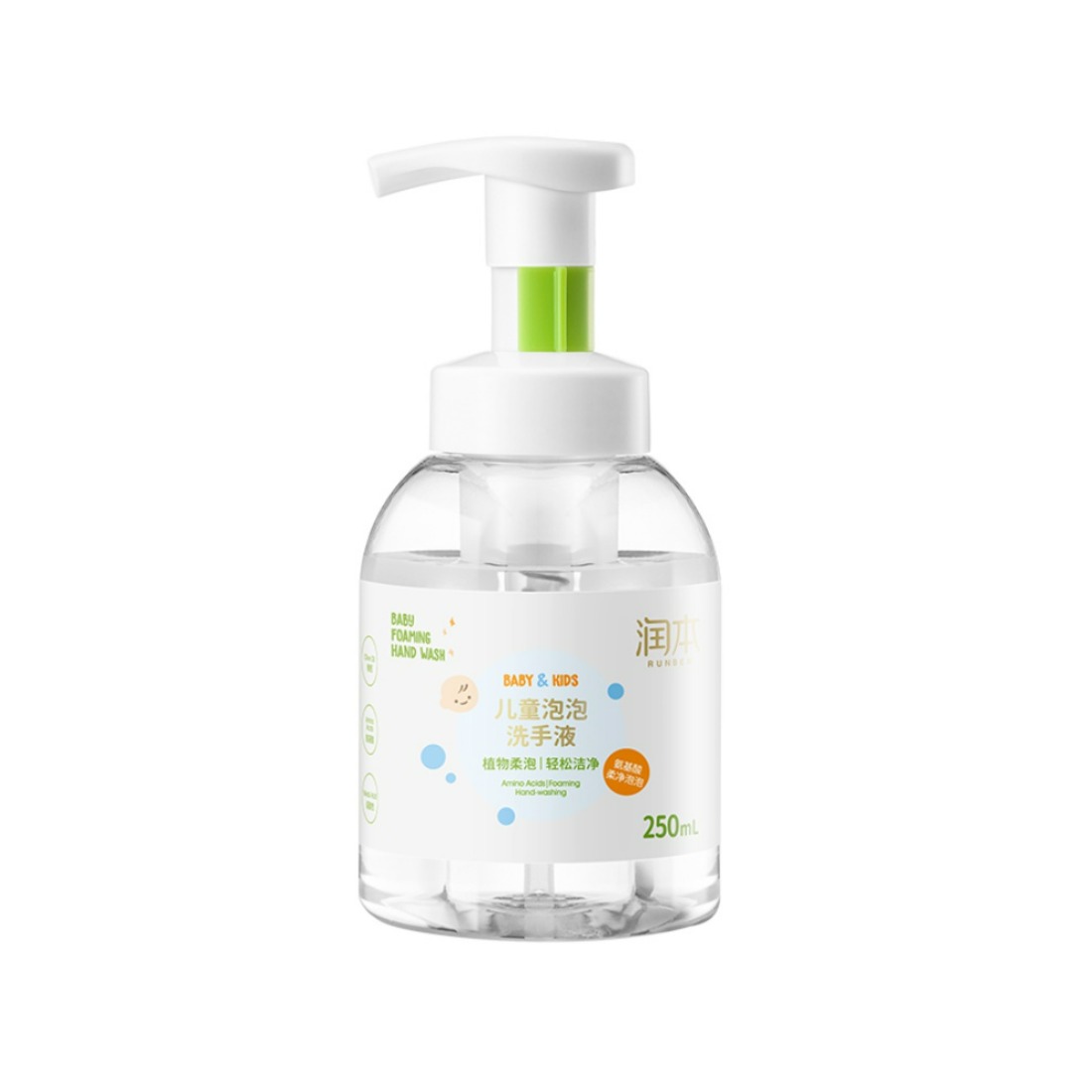 推荐商品：润本 儿童泡泡洗手液泡沫型非免洗按压瓶家用消毒温和去污易冲洗